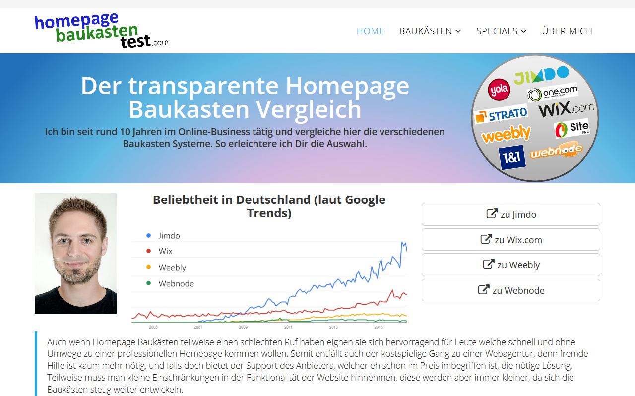 Homepage Baukasten Test